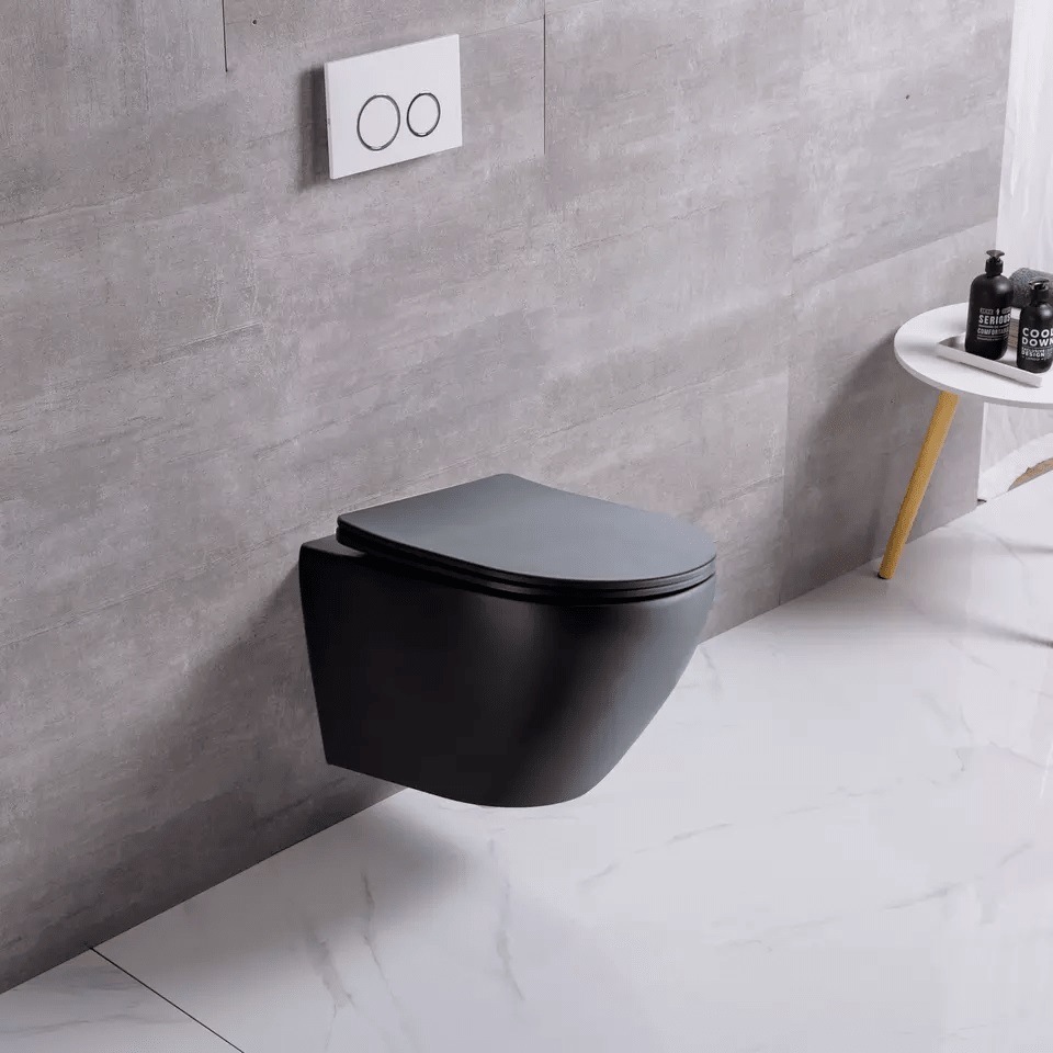 Унитаз подвесной Ceruttispa СЕЛЛА (SELLA) Aria MB CT9160 черный матовый, ТЕРМООБЖИГ (не плёнка) безободковый  (490х360х325) 