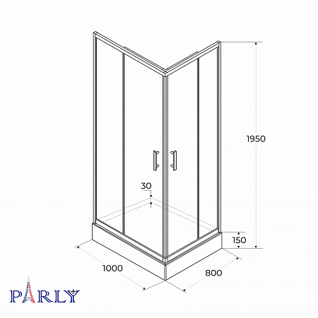 Душевой уголок с поддоном PARLY QZ81BF (100х80х195)