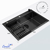 Кухонная мойка Ceruttispa ГЛОРИЯ (GLORIA) 7050B nano black (графит) из нержавеющей стали (700х500х220)  