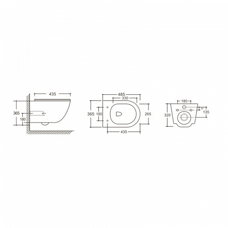 Унитаз подвесной Ceruttispa ОРЛТЕР (ORLTER) Aria MBF CT10017 безободковый (485х360х360) черный матовый