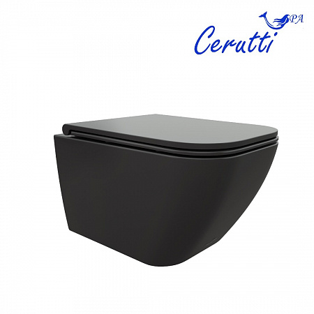 Унитаз подвесной Ceruttispa МИМИ (MIMI) Aria MB CT8920 черный матовый, ТЕРМООБЖИГ (не плёнка) безободковый (510х350х355) 