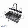 Многофункциональная кухонная мойка Ceruttispa ГЛОРИЯ (GLORIA) II nano black (графит) из нержавеющей стали (750х460х230)  
