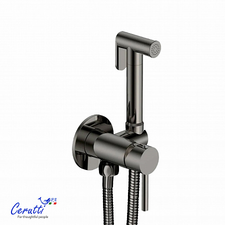 Смеситель с гигиеническим душем Ceruttispa БРАЙС SHGR (BRAIES SHGR) из латуни с шлангом 120 см, цвет серый