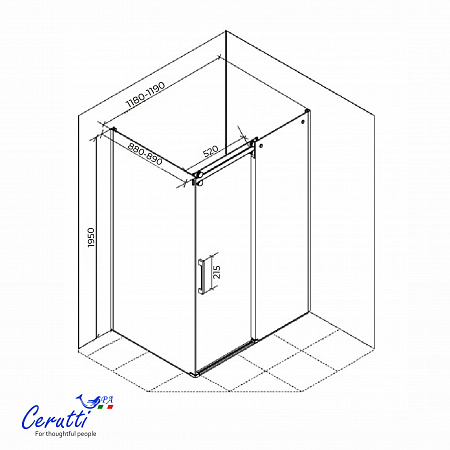 Душевое ограждение Ceruttispa ЧЕЗАС (CEZA'S) 120BF R (120x90x195)