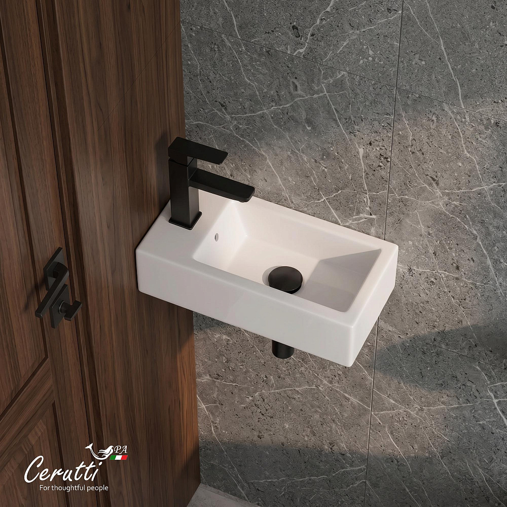 Раковина подвесная Ceruttispa CR4005L (500х260х140) белая, прямоугольная, левая