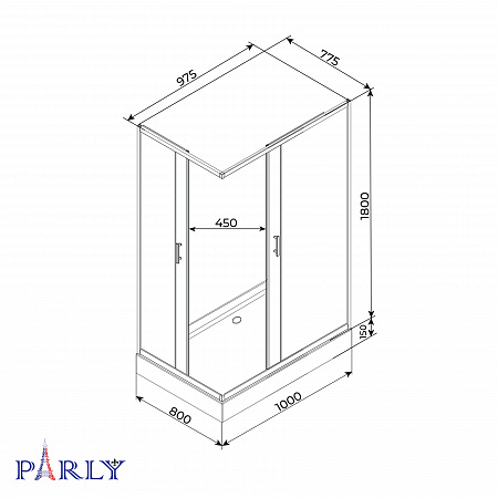 Душевой уголок с поддоном PARLY QZ81S N (100х80х185) 