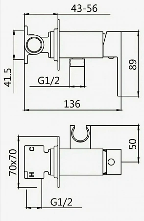 Смеситель с гигиеническим душем BOCH MANN РЕЗИЯ (RESIA) GR CK-P11GR из латуни, с шлангом 120 см, серый
