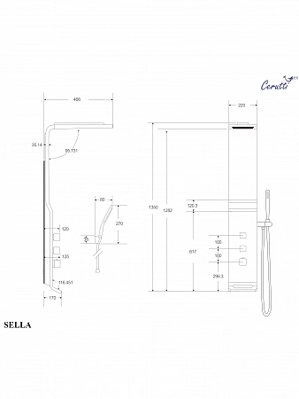 Душевая панель Ceruttispa СЕЛЛА (SELLA) B CT8989 из нержавеющей стали, цвет черный