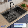 Кухонная мойка Ceruttispa ГЛОРИЯ (GLORIA) 7050B nano black (графит) из нержавеющей стали (700х500х220)  