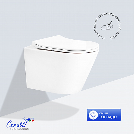 Унитаз подвесной Ceruttispa ИРЕНЕО (IRENEO) Aria Tornado CT12148 безободковый (490х340х360)