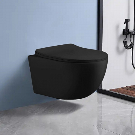 Унитаз подвесной Ceruttispa ОРЛТЕР (ORLTER) Aria MBF CT10017 безободковый (485х360х360) черный матовый