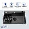 Кухонная мойка Ceruttispa ГЛОРИЯ (GLORIA) 7050B nano black (графит) из нержавеющей стали (700х500х220)  