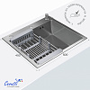 Кухонная мойка Ceruttispa ГЛОРИЯ (GLORIA) 5045 nano embos (матовый хром) из нержавеющей стали (500х450х220)