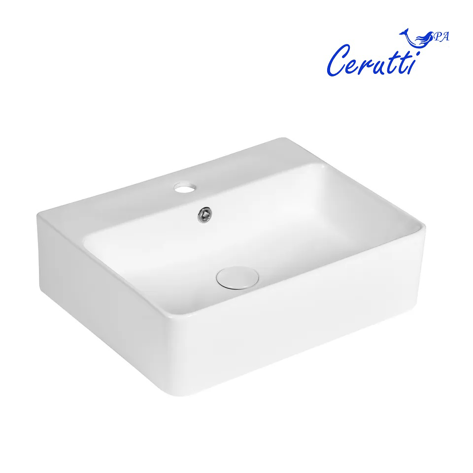 Раковина накладная Ceruttispa CR0094 (520х420х150) белая, прямоугольная, с ответстием под смеситель