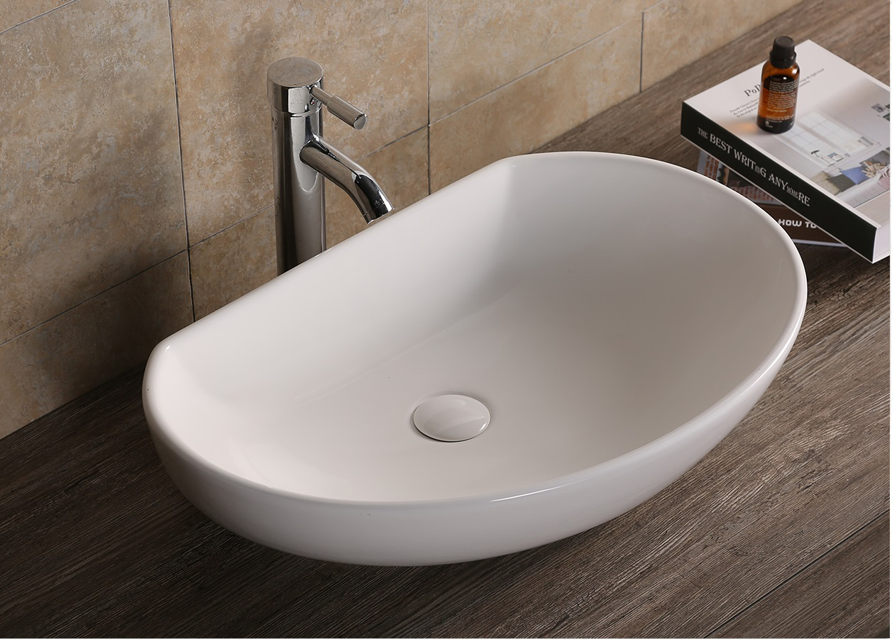 Раковина накладная Ceruttispa CR7074 (610х410х160) белая, асимметричная