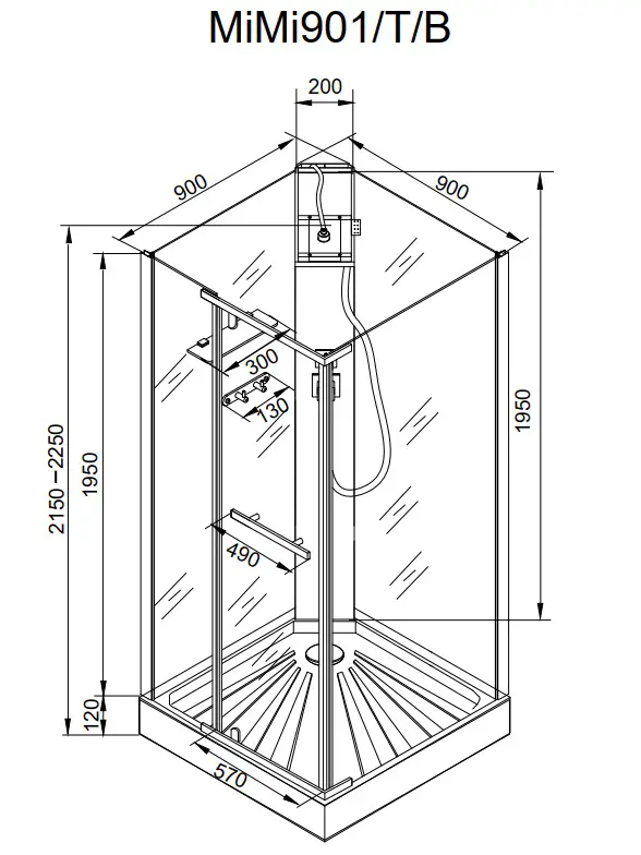 Душевая кабина Ceruttispa МИМИ (MIMI) 90T (90x90x215-225)