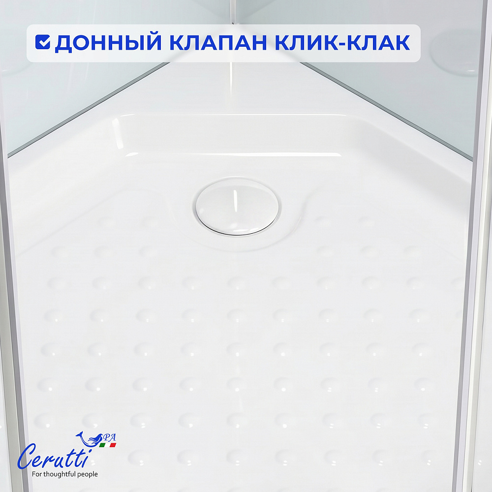 Душевая кабина Ceruttispa БЕРНИНА (BERNINA) 91 (90x90x200) с душевой системой АЛЬФИО (ALFIO)