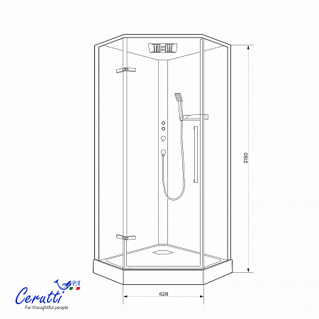 Душевая кабина Ceruttispa АМИ (AMI) P (90х90х215)