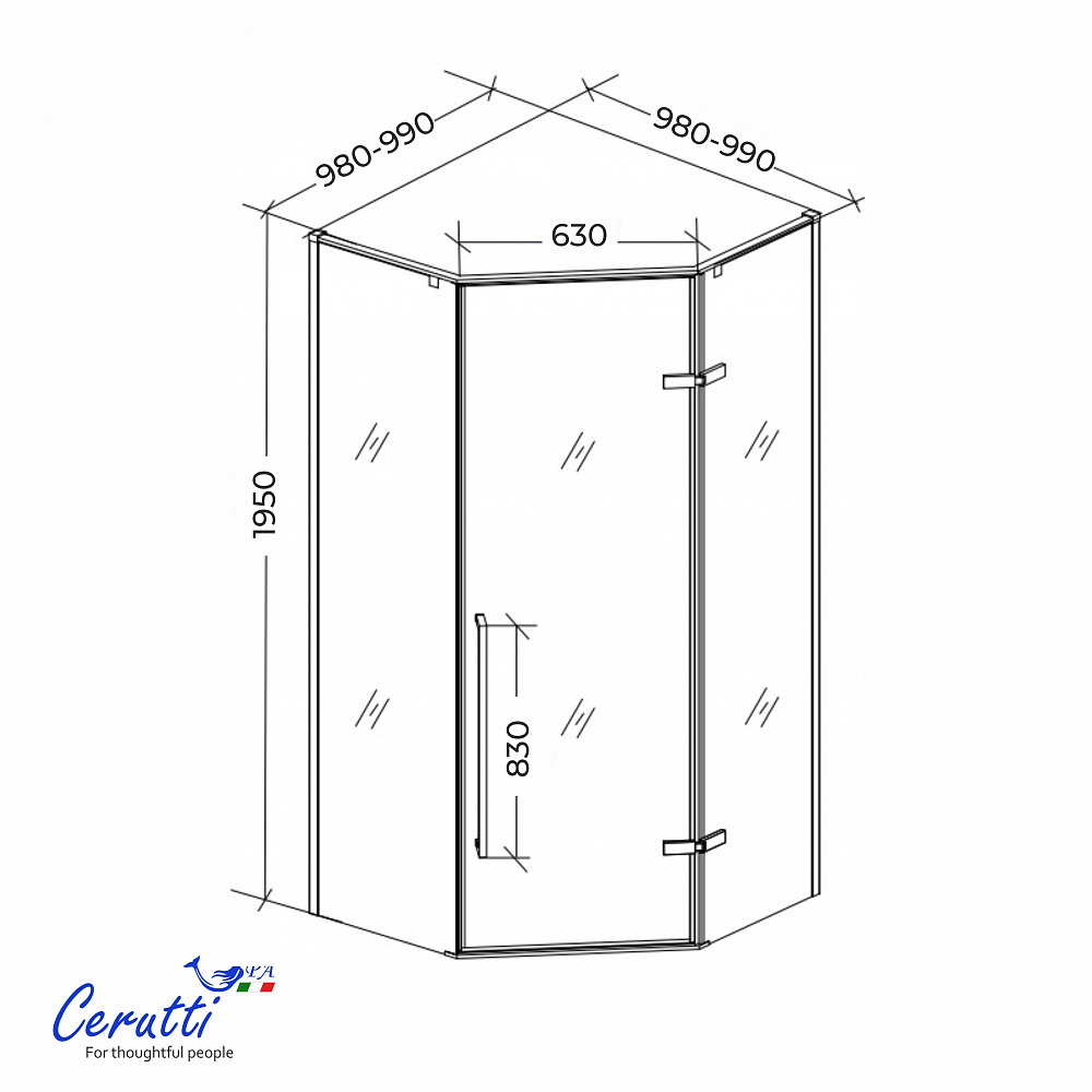 Душевое ограждение Ceruttispa C2AF R (100x100x195)