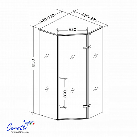 Душевое ограждение Ceruttispa C2AF R (100x100x195)
