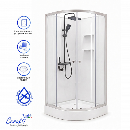 Душевая кабина Ceruttispa БЕРНИНА (BERNINA) 91 (90x90x200) с душевой системой ДЕЦИО (DECIO)