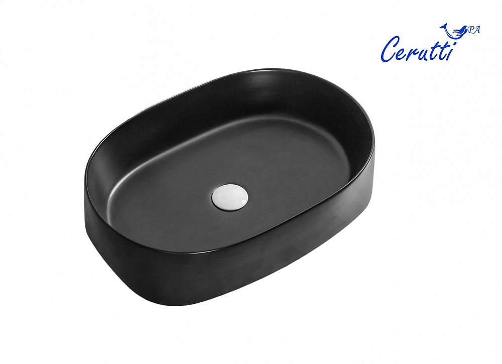 Раковина накладная Ceruttispa CR2691 (560х390х140) черная матовая, овальная