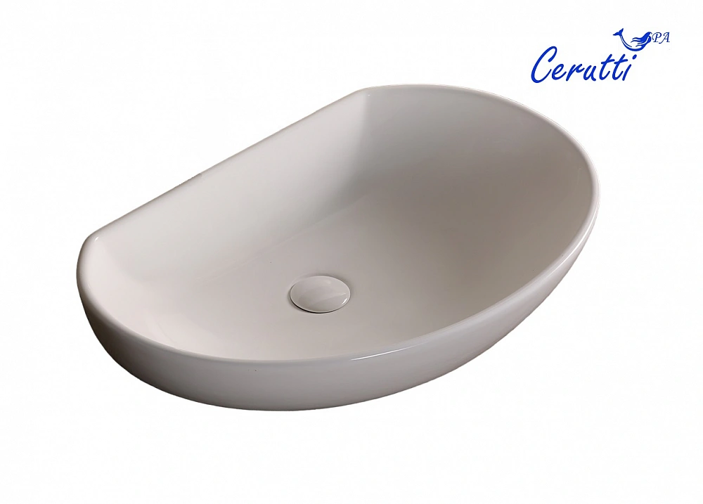 Раковина накладная Ceruttispa CR7074 (610х410х160) белая, асимметричная