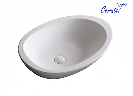 Раковина накладная Ceruttispa CR1005 (660х485х160) белая, асимметричный овал