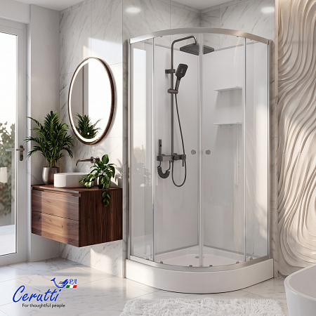 Душевая кабина Ceruttispa БЕРНИНА (BERNINA) 91 (90x90x200) с душевой системой АЛЬФИО (ALFIO)