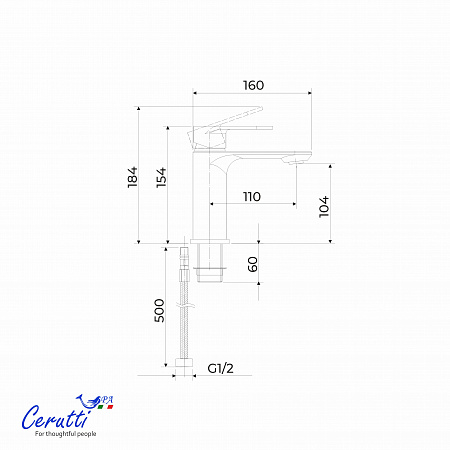 Смеситель для раковины Ceruttispa ОРАЦИО MB (ORAZIO MB) из латуни, цвет черный матовый