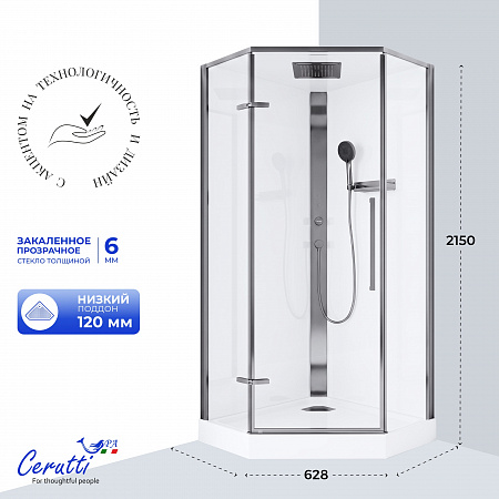 Душевая кабина Ceruttispa АМИ (AMI) P GG (90х90х215)