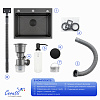 Кухонная мойка Ceruttispa ГЛОРИЯ (GLORIA) 60B nano black (графит) из нержавеющей стали (600х500х220)  
