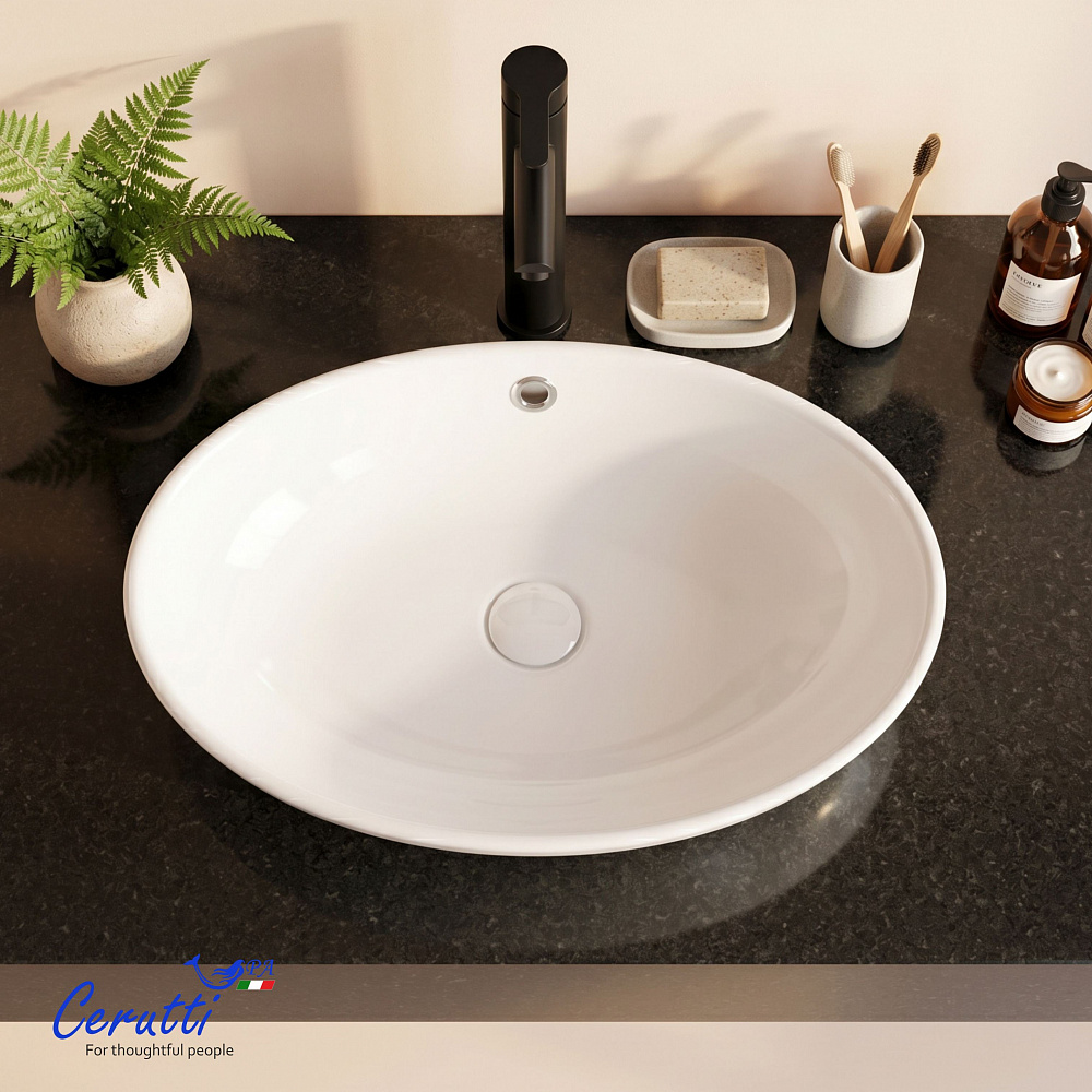 Раковина накладная Ceruttispa CR7027 (590х385х195) белая, лодочка 