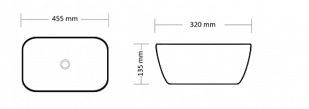 Раковина накладная Ceruttispa CR8215MMB ( 455х320х135) мрамор матовый черный, прямоугольная