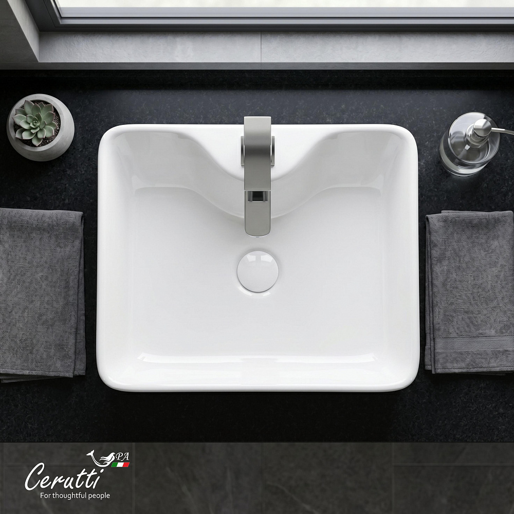Раковина накладная Ceruttispa CR7051 (480х370х130) белая, прямоугольная
