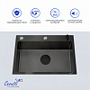 Кухонная мойка Ceruttispa ГЛОРИЯ (GLORIA) 60B nano black (графит) из нержавеющей стали (600х500х220)  