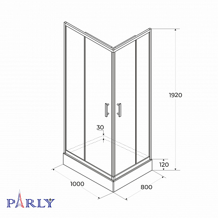 Душевой уголок с поддоном PARLY ZQ121BN (120х80х192)