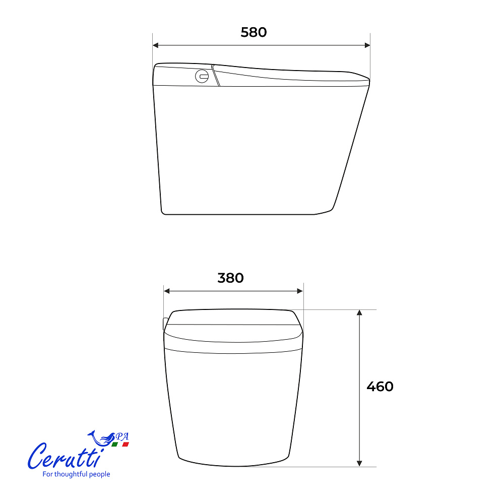 Унитаз напольный Ceruttispa ТОБИА (TOBIA) Smart CT12300 с дистанционным управлением (580x380x460)