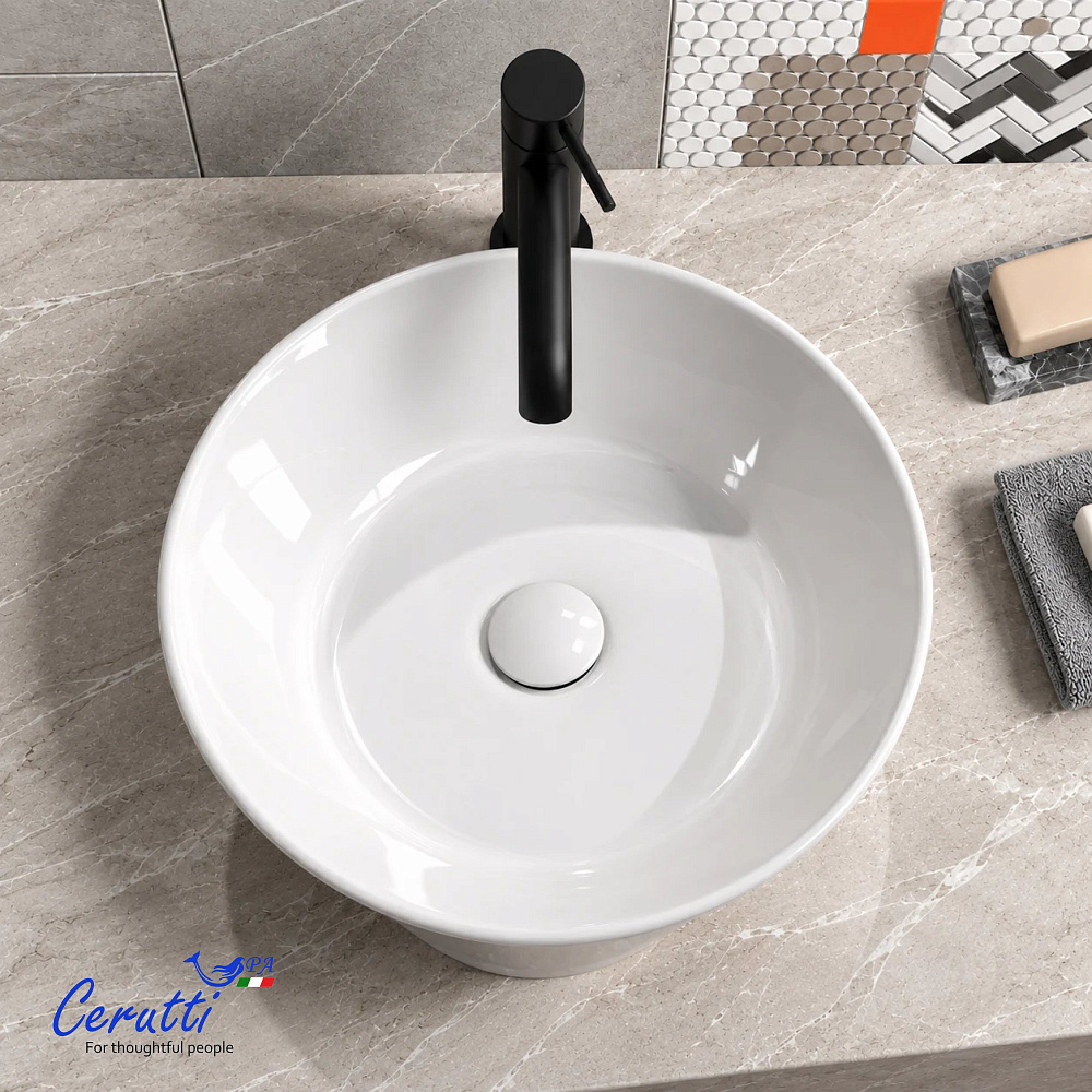 Раковина накладная Ceruttispa CR9019 (420х420х140) белая, круглая