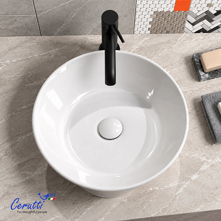 Раковина накладная Ceruttispa CR9019 (420х420х140) белая, круглая