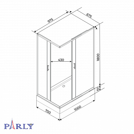 Душевой уголок с поддоном PARLY QZ71S N (70х100х195)