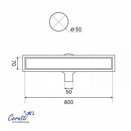Душевой трап Ceruttispa CT1004B-80 (70х800) цвет матовый черный