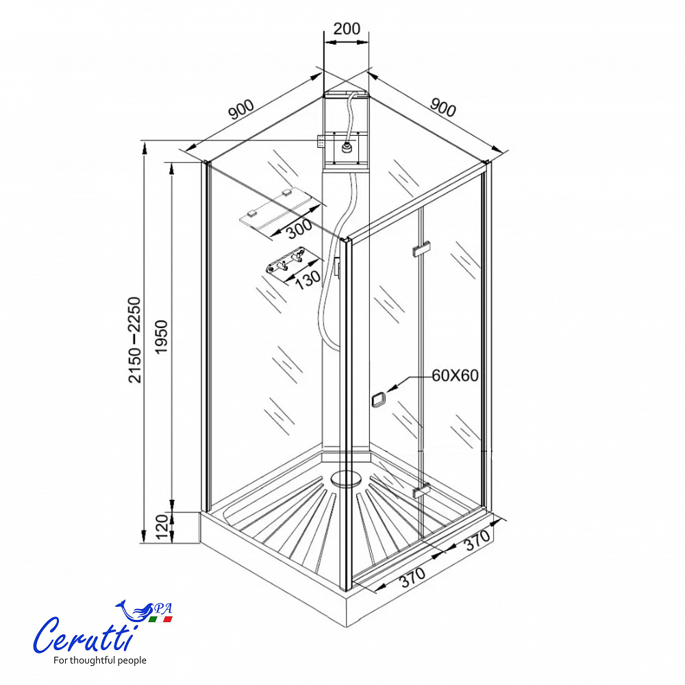 Душевая кабина Ceruttispa БЕЛЛА (BELLA) 90F (90x90x215-225)