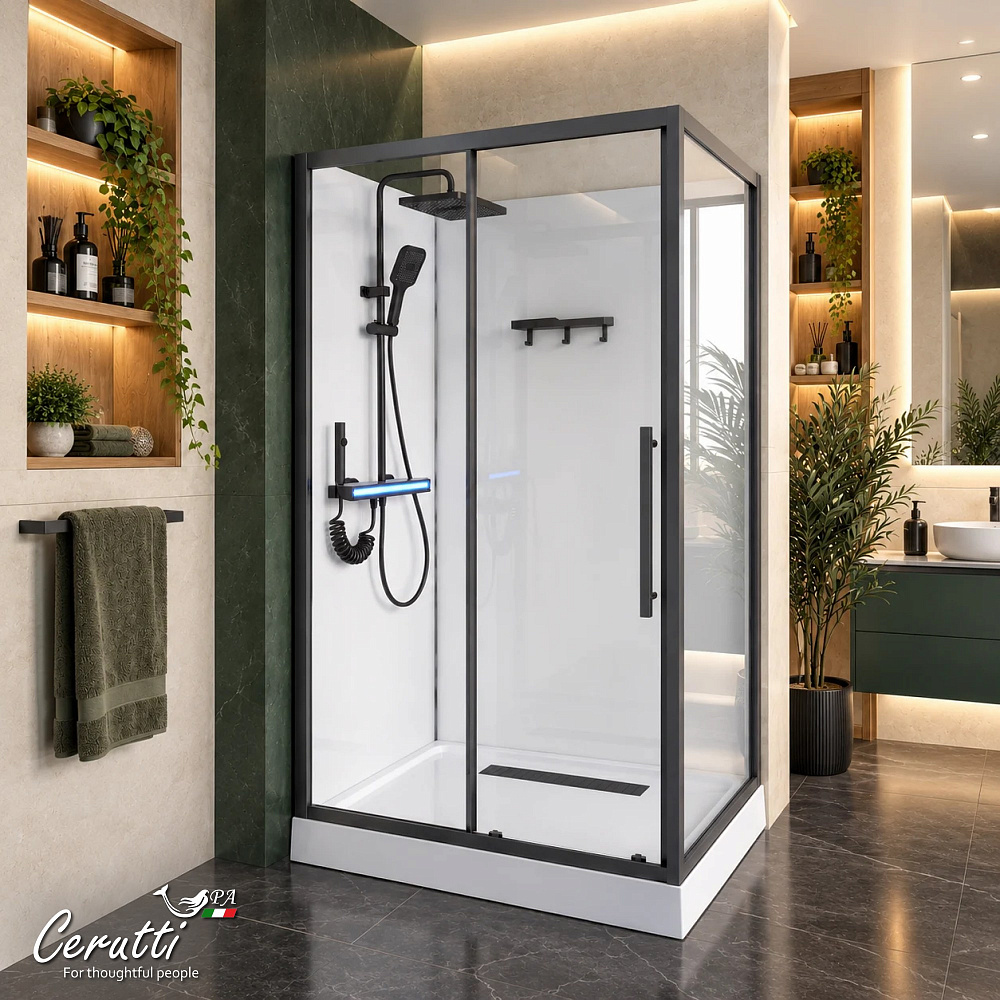 Душевая кабина Ceruttispa МАЙЕЛЛА (MAIELLA) 120GG (80х120x212) с душевой системой НИВЕС (NIVES) 