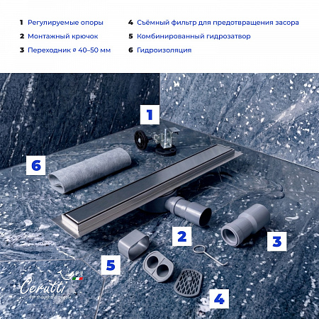 Душевой трап Ceruttispa CT1004BN-60 (70х600) цвет матовый никель