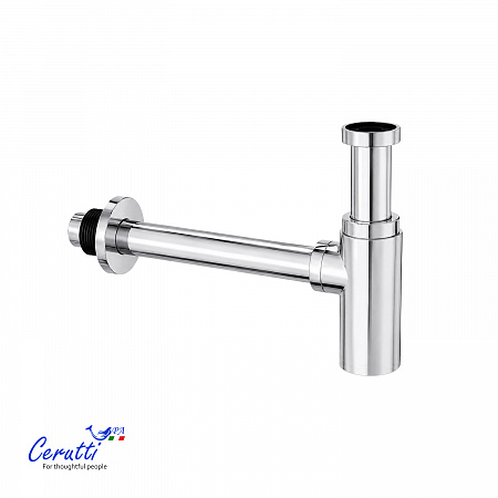 Сифон для раковины Ceruttispa CT1002 из нержавеющей стали, круглый, цвет хром, с горизонтальным выпуском, регулируемой верхней частью
