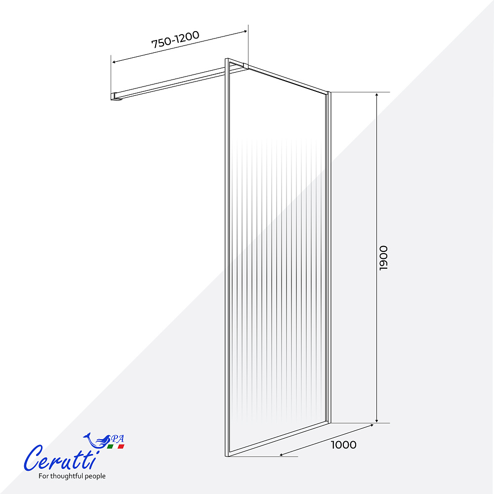 Душевое ограждение Ceruttispa СТРИП (STRIP) T100GG (100x190)
