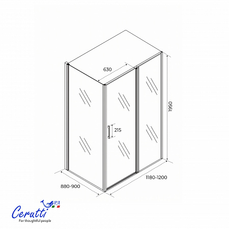 Душевое ограждение Ceruttispa АТЭНА (ATENA) 120BF R (120x90x195)
