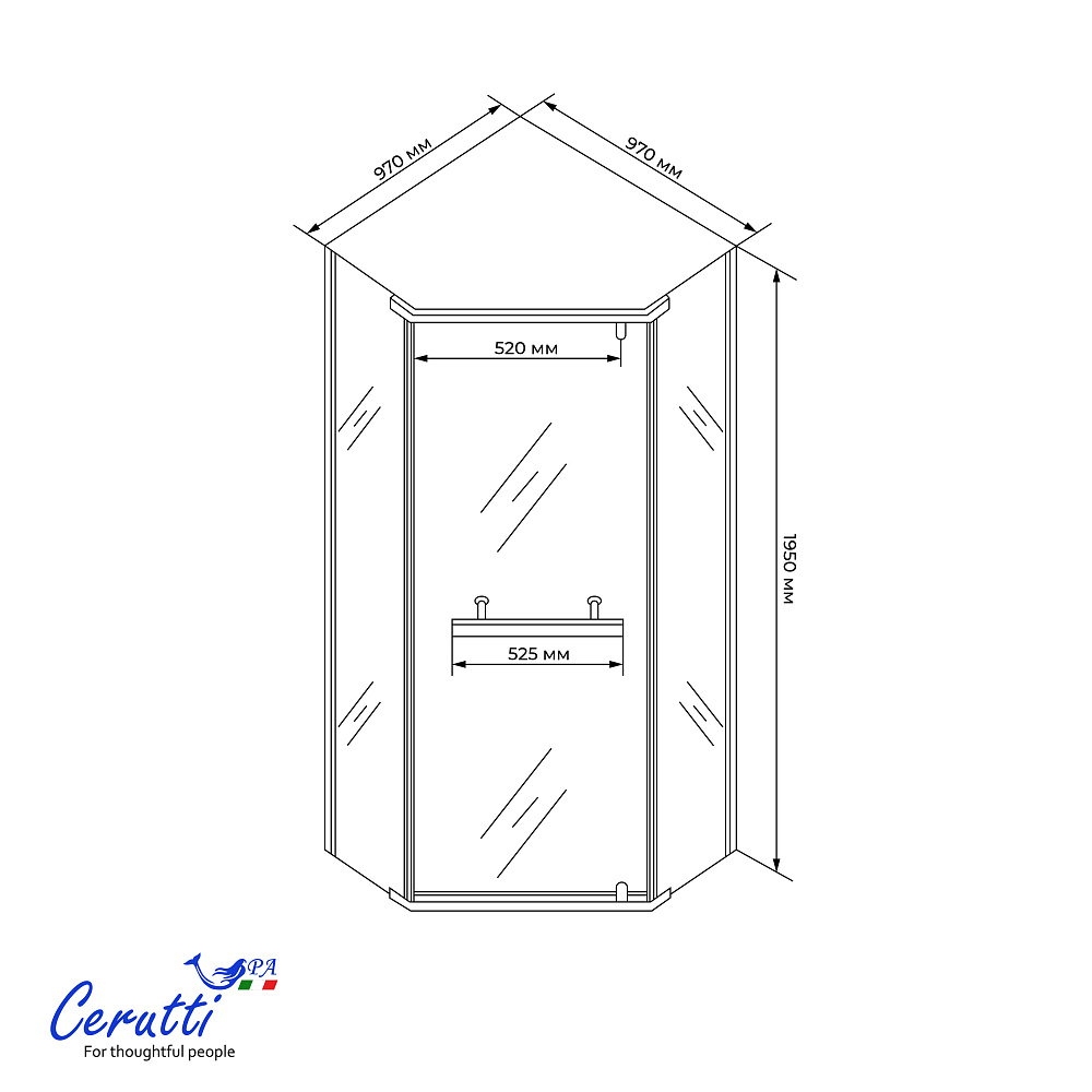 Душевое ограждение Ceruttispa ЧИКА (CHIKA) ZP101T (100x100x195)
