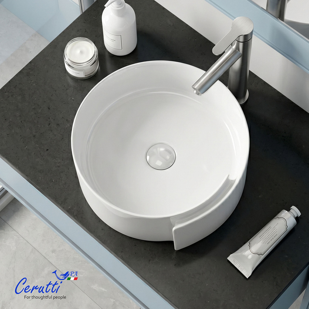 Раковина накладная Ceruttispa CR0066 (440х460х150) белая, с завитком